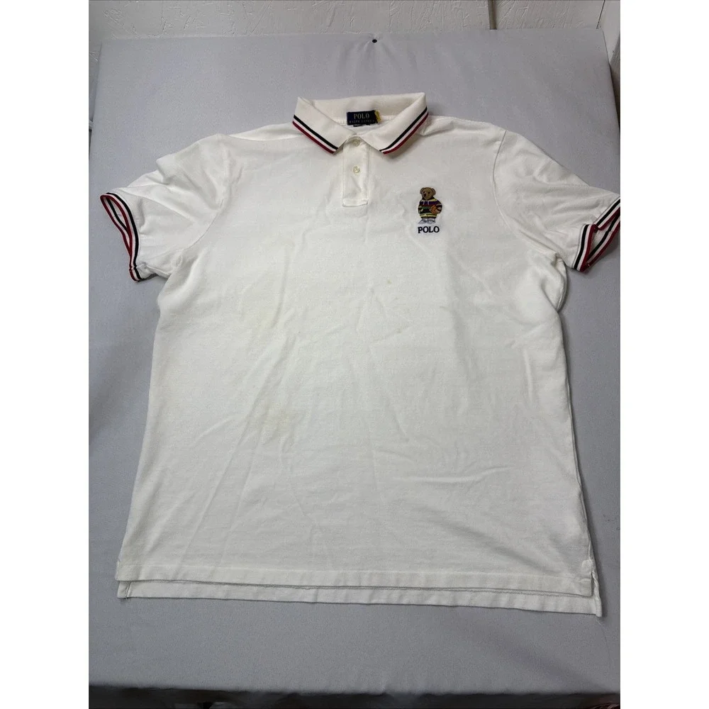 Polo Ralph Lauren Polo Bear Classic Fit White Cotton Polo Shirt Men's XXL